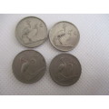 SOUTH AFRICA - LOT OF 4 DIFFERENT 5c COINS - 1966 -  1976 -  1983 - 1988 (12)