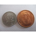 SOUTH AFRICA 5c  COINS OLD AND NEW  - 1984 - 2008  (12)