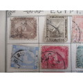 EGYPT LOT OF OLD USED MOUNTED STAMPS