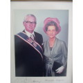 BEAUTIFUL FRAMED AUTOGRAPHED PHOTO OF PRESIDENT M. VILJOEN AND MRS VILJOEN - 1979