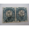 SOUTH AFRICA - 1/2D BILINGUAL SPRING BOK  PAIR X2 USED STAMPS