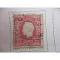 PORTUGAL - 25 REIS - KING LUIS I EBOSSED ISSUE SINGLE MOUNTE USED STAMP