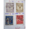FRANCE - REVENUE AND PRINTED OVER FRENCH USED MOUNTED STAMPS