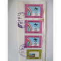 JORDAN - LOT OF MOUNTED STAMPS ON ENVELOPE AND STRIP OF PAPER