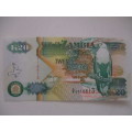 ZAMBIA -  20 KWACHA BANK NOTE  UNCIRCULATED STATE AE 0718813 - 1992