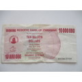 ZIMBABWE - TEN MILLION DOLLARS BEARER CHEQUE 2008 - AS5661840