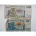 ZIMBABWE - 2 WORN BANK NOTES [ ONE THOUSAND DOLLARS /  20 DOLLARS