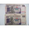 ZIMBABWE - ONE HUNDRED DOLLARS - 1995  2 BIT WORN BANK NOTES  GV 6359725 / HX 0700860