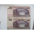 ZIMBABWE - ONE HUNDRED DOLLARS - 1995  2 BIT WORN BANK NOTES  GV 6359725 / HX 0700860