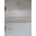 AUTOGRAPHED / SIGNED - LETTER FROM FORMER STATE PRESIDENT PW BOTHA - 1989 AND SIGNED ENVELOPE