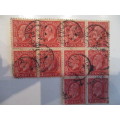 CANADA BLOCK OF 10 KING GEORGE V  3 CENTS STAMPS USED