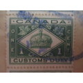 CANADA - BLOCK OF USED CUSTOMS DUTY STAMPS