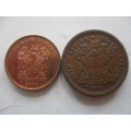 SOUTH AFRICA -  2c COIN 1995 -  1c COIN  2000