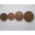 SOUTH AFRICA - LOT OF 4 COPPER COINS - 2c - 1983 - 1c 1989 - 1/2c 1970  1c  2000