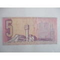 SOUTH AFRICA - R5 BANK NOTE  GREAT CONDITION - SERIAL NUMBER - AQ 704 527 0