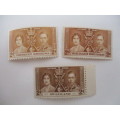 LOT OF 3 MINT  CORONATION STAMPS - 1937