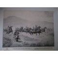 VINTAGE - POSTER / PRINT - SAVING THE GUNS AT COLENSO - PERIOD OF THE BOER WAR 39CM