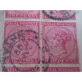 SOUTH AFRICA - NATAL BLOCK OF USED PENNY STAMPS