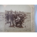 BOER WAR - STEREOSCOPE CARD - COL. PORTERS MEN READY TO MEET BOER CAVALRY