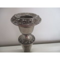 VINTAGE TO ANTIQUE  CANDLE STICK  NOT SURE IF SILVER OR PEWTER APP. 18cm TALL