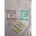 AMERICA 3 USED MOUNTED STAMPS WITH OVER PRINTS