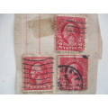 AMERICA  3 MOUNTED GEORGE WASHINGTON STAMPS 2 CENTS