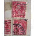 AMERICA  3 MOUNTED GEORGE WASHINGTON STAMPS 2 CENTS