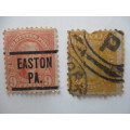 AMERICA  USED JEFFERSON AND MONROE TWO USED STAMPS