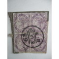 GREAT BRITAIN LILAC ONE PENNY BLOCK OF 4 USED STAMPS