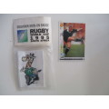 RUGBY WORLD CUP 1995 IRON ON BADGE AND  RUGBY CARD