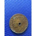 ANTIQUE COIN  VICTORIA  REGINA - 1837 - HOLE IN COIN SUGGESTS VERY NEAT WITH AN EDGE ERROR?