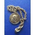 KING EDWARD VII AND QUEEN ALEXANDRA CORONATION 1902 BRACELET WITH 6D  COIN SILVER