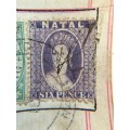 NATAL SOUTH AFRICA 2 QUEEN VICTORIA MOUNTED USED STAMPS