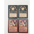 MAGIC THE GATHERING - 2 HALF SETS - INITIATES OF THE EBON HAND X 2 - PRIMITIVE JUSTICE X2 - 4 CARDS