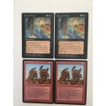 MAGIC THE GATHERING - 2 HALF SETS - TOURACH`S CHANT X 2 - STONEHANDS X 2 - 4 CARDS
