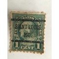 AMERICA USED 1 CENT FRANKLIN STAMP  PRINTED OVER