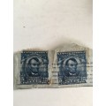 AMERICA USED PAIR OF ABRAHAM LINCOLN 5c STAMPS