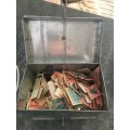 METAL BOX FULL OF OLD UNCHECKED STAMPS