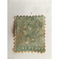 AUSTRALIA GREEN 1 PENNY USED QUEEN VICTORIA STAMP