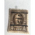 AMERICA HALF CENT USED STAMP CANCELLATION - NATHAN HALE AMERICAN SOLDIER AND SPY