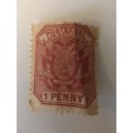 SOUTH AFRICA - UNUSED OLD  Z. AFR. REPUBLIEK 1 PENNY STAMP NOTE 1 PENNY IN RED NOT GREEN