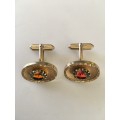 LOVELY VINTAGE MENS CUFF LINKS  WITH STONES MAY BE  PLATED