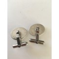 LOVELY VINTAGE MENS CUFF LINKS WITH CUBIC SECONIA NOT SURE IF PLATED