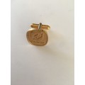 LOVELY VINTAGE GOLD PLATED  ONE CUFF LINK SHIELD