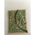 GREAT BRITAIN KING GEORGE V HALF PENNY USED STAMP