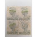 ITALY BLOCK OF 4 500 LIRE USED STAMPS