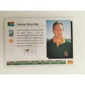 1995 RUGBY WORLD CUP TRADING CARD - SOUTH AFRICA - JOHAN ROUX