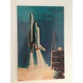VINTAGE NASA POST CARD - SPACE SHUTTLE LIFTOFF