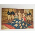 LOVELY VINTAGE POST CARD SEWING THE STARS ON THE AMERICAN FLAG