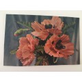 VINTAGE TO ANTIQUE POSTCARD ORIENTAL POPPY - WITH OLD STAMP